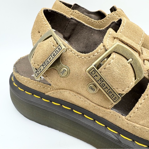 Dr. Martens Wrenlie Bronx Suede Fisherman Sandals Chunky Platform Tan Sz L9/M8‎ - Picture 3 of 11